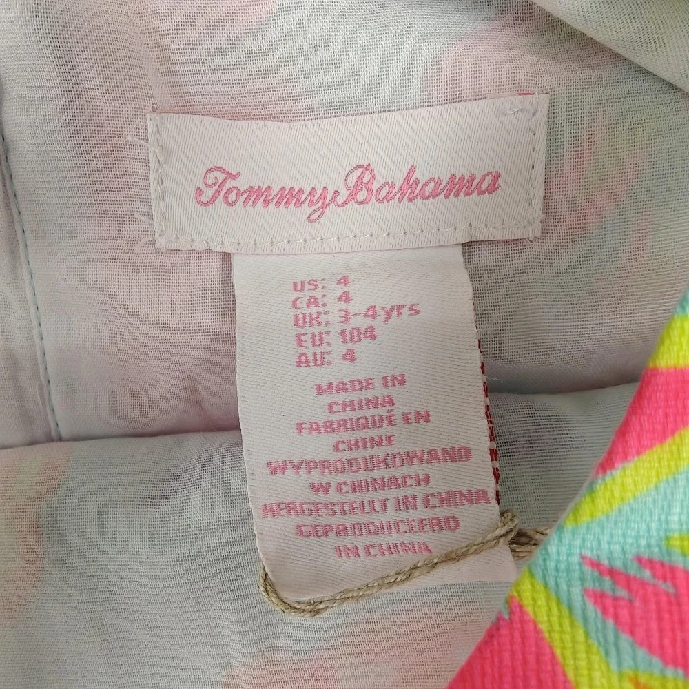 Tommy Bahama Dress Girls 4 Multicolor Pineapple Print A-Line Lined Summer New